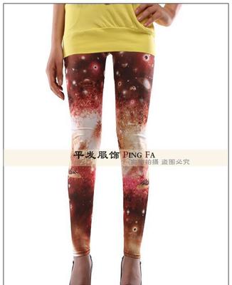 批發(fā) 歐美原單外貿(mào) 紅色星空印花打底褲九分褲 時(shí)尚與性價(jià)比的完美融合